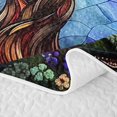 thumbnail image 5 of Homewish Watercolor Nature Tree Floral Quilt King,Colorful Boho Glass King Coverlet Set,Navy,Black Reversible,3pcs, 5 of 7