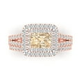 thumbnail image 2 of Clara Pucci 14K Rose Gold Emerald Cut 1Ct Natural Morganite Engagement Ring + Matching Band - Luxury Box Included, 2 of 7