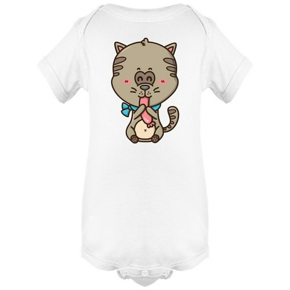 Happy Cat Eating A Sausage Bodysuit Infant -Image by Shutterstock, 6 Months
