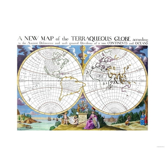 Historic Map - Terraqueous Globe  - Vintage Wall Art