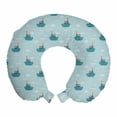 thumbnail image 1 of Nautical Travel Pillow Neck Rest, Yachts Boats Sailing in the Sea Ocean Waves Along Doodle Style Like Clouds Hearts, Memory Foam Traveling Accessory Airplane and Car, 12", Baby Blue, by Ambesonne, 1 of 2