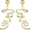 thumbnail image 1 of Fashion Rhinestone English Love Letter Dangle Earrings Ear Stud Jewelry Gift, 1 of 4