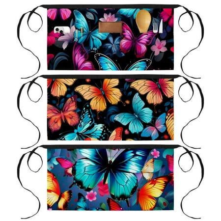 

Flower Butterfly Art Apron with 3 Pockets Printed - for Artists Servers and More