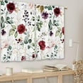 thumbnail image 3 of Red Burgundy Rose Flower Kitchen Curtains Spring Floral Small Short Cafe Window Curtains Botanical Leaves Wildflowers Bathroom Window Drapes Treatment Tier Curtains 2 Panels (27.5x39 Inch), 3 of 6