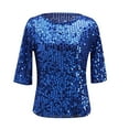 thumbnail image 6 of Patlollav Womens Fashion Half Sleeve Round Collar Print T-Shirt Blouse Sequin Loose Tops, 6 of 6