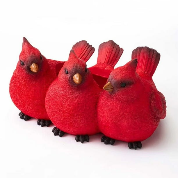 Macetero decorativo de resina con pájaros rojos para interiores y exteriores, maceta decorativa moderna para plantas de jardín y hogar