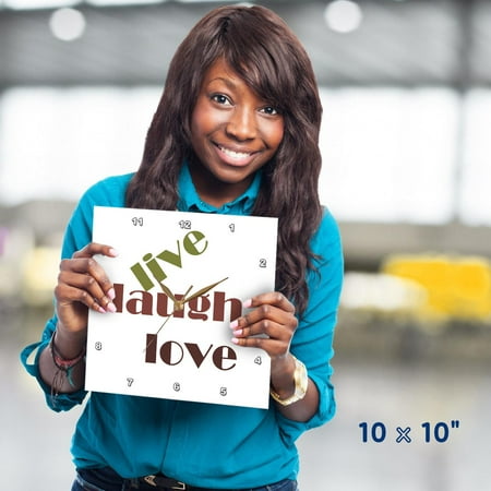 3dRose, Live Laugh Love, 10x10 Wall Clock