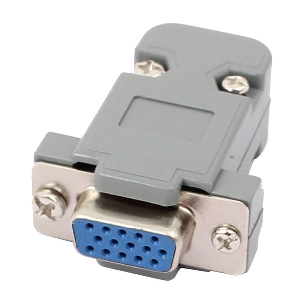 Adaptador convertidor hembra VGA de 15 pines y 3 filas para monitores de computadora y proyectores con ensamblaje de carcasa de plástico