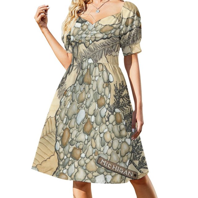 Vestido de manga corta Michigan Rocks ropa de verano para mujer vestido de verano para mujer coreana