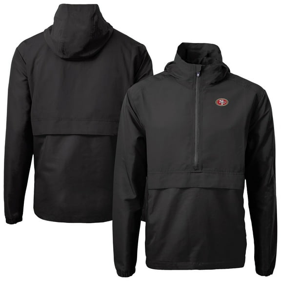 Men's Cutter & Buck Black San Francisco 49ers Charter Eco Recycled Anorak Half-Zip Jacket