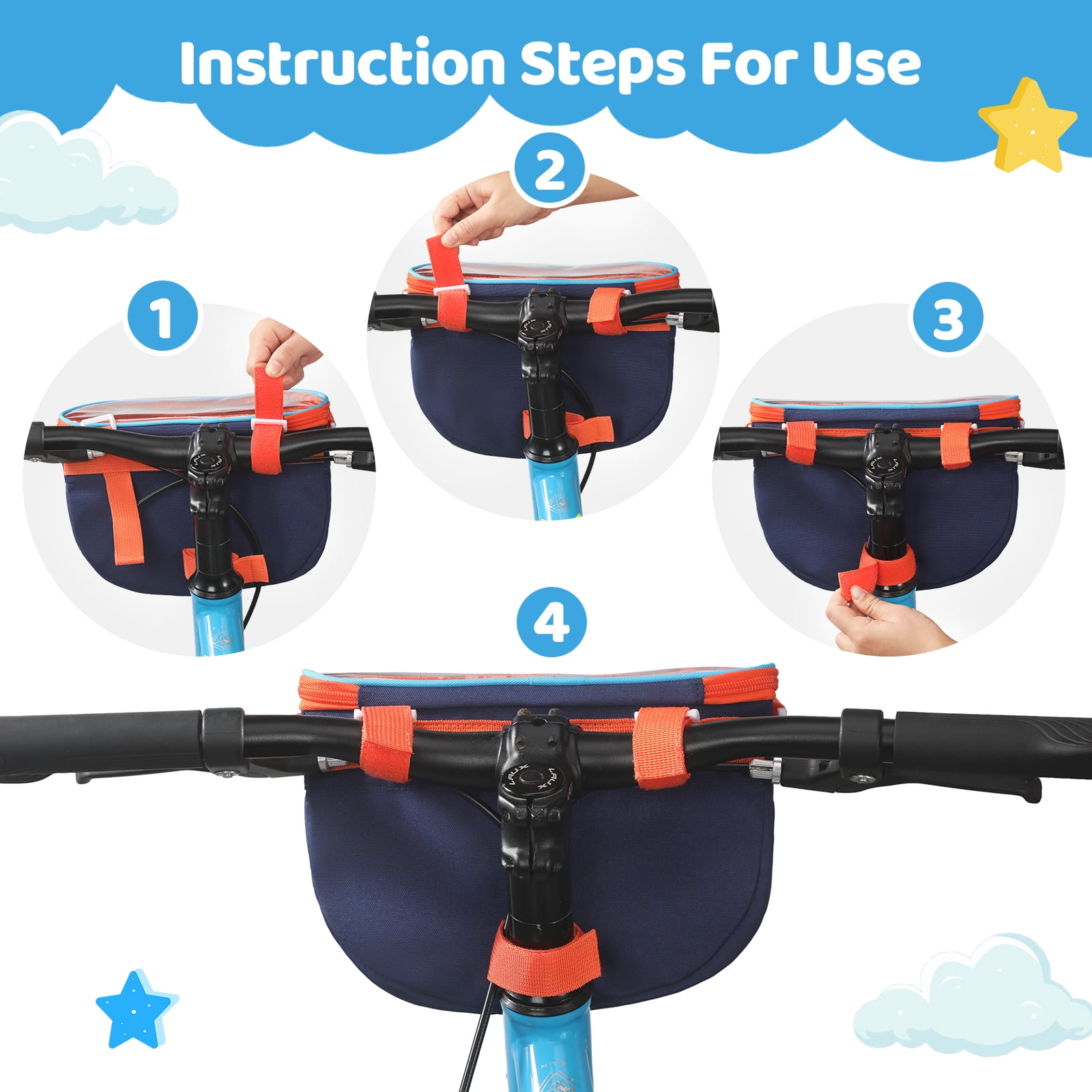 AYAOQIANG Kids Bike Basket,Front Handlebar Bag for Kids Girls Bikes, Semicircle Bike Basket with Zipper for Child Tricycle Bicycle