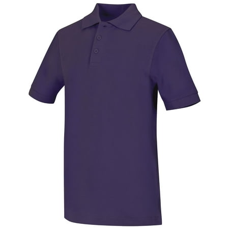 Classroom School Uniform Youth Unisex Short Sleeve Pique Polo 58322, S, Purple
