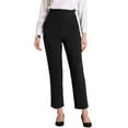 thumbnail image 1 of Pantalones de negocios elegantes INSPIRE CHIC para mujeres con cintura elástica y decoración de botones, pantalones de trabajo de pierna recta negros L, 1 of 5