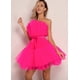 thumbnail image 1 of Vestido de malla elegante con lazo, minifalda, vestido de noche, vestidos cortos, vestido elegante, 1 of 5