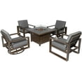 thumbnail image 2 of Aluminum Patio Furniture Set, 5 Pieces Outdoor Sectional Conversation Set with 41.34'' Fire Pit Table, Swivel Chair and Armchair, All-Weather Modern Seating Set for Backyard - 2 Swivel + 2 Armchair, 2 of 5