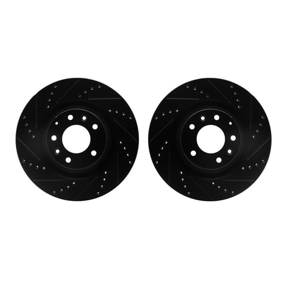 Dynamic Friction Company Front Brake Rotors-Drilled and Slotted-Black 8002-80029