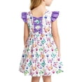 thumbnail image 4 of Lanbubble Toddler Girl Dresses Back Bowknot Butterfly Ruffled Sleeve Dress Casual Sundress 5-6 Years, 4 of 9