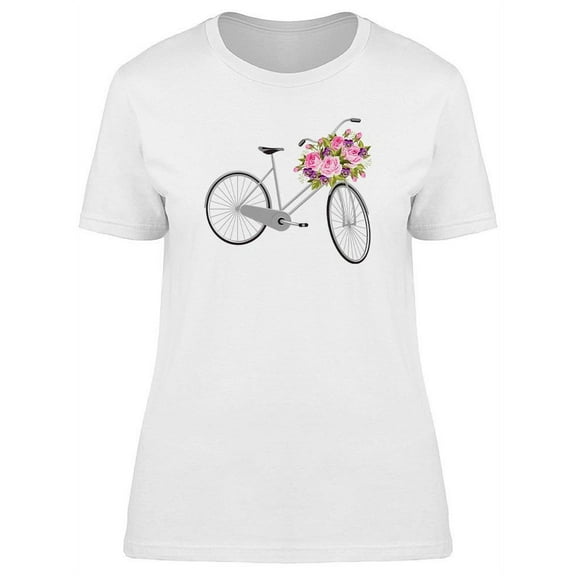 Gray Bicycle With Flowers T-Shirt Women -Image by Shutterstock, Female 3X-Large