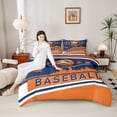 thumbnail image 4 of Castle Fairy Children Teens Sport Baseball 3 Pieces Queen Comforter Set,Ball Gamer Ultra Soft Bedding Sets,Grey Blue Bedding Comforter Set Breathable,Microfiber Bedroom Decor,Reversible, 4 of 8