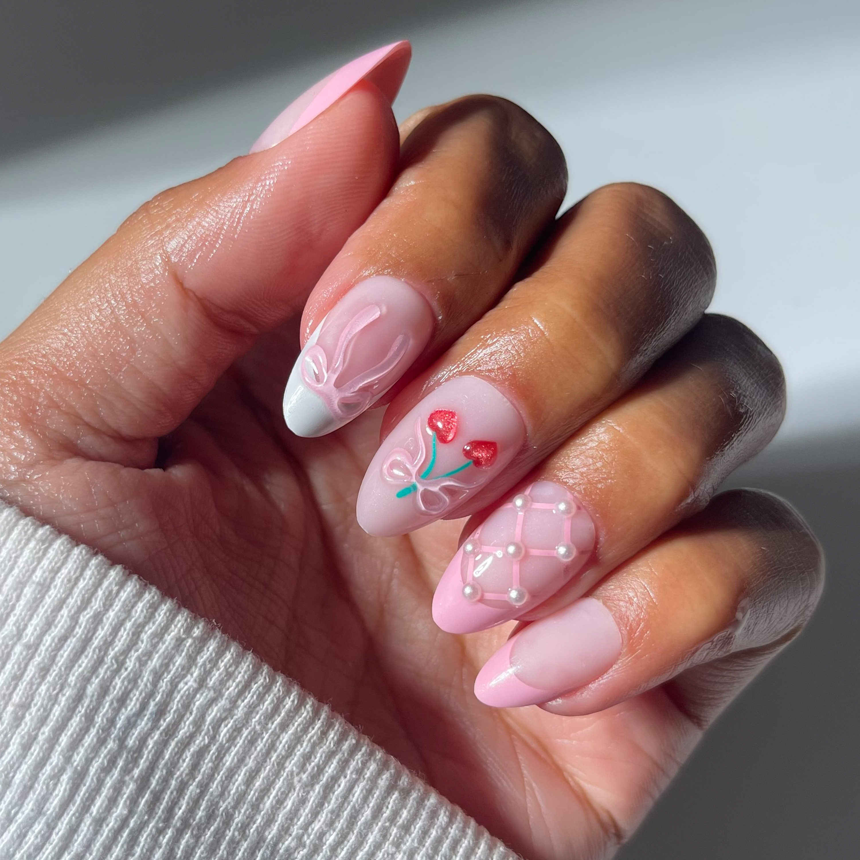 Salon Perfect Viral Nail Edit Cherry Bow Press-On Nails photo 3