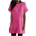 thumbnail image 2 of Womens Tops Plus Size terra sky Pockets Short Sleeve Hooded Slit Medium Long Blouses, 2 of 6