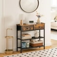 thumbnail image 4 of 29.5" Narrow Console Table with 2 Fabric Drawers, Sofa Table, Small Entryway Table with 3-Tier Storage Shelves, Behind Couch Table, for Living Room, Hallway, Rustic Brown and Black BF72XG01, 4 of 18