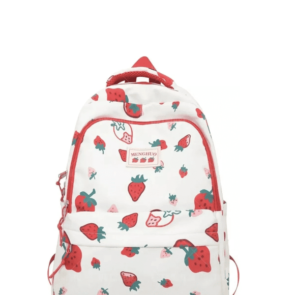 Mochila De Gran Capacidad Con Estampado De Fresas Xtellar blanco