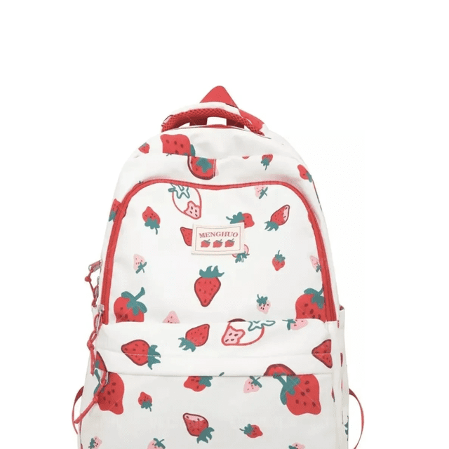 Mochila De Gran Capacidad Con Estampado De Fresas Xtellar blanco
