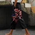 thumbnail image 2 of XIAfhje Linen Pants Women Capris Casual Loose Harlan Pants With Drawstring Stripe Print/American Flag Print Fashion Capris Pants Comfy Palazzo Trousers Baggy Pants With Pockets, 2 of 5
