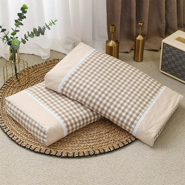 Almohada beige para adulto, almohada cervical, almohada de trigo sarraceno entero