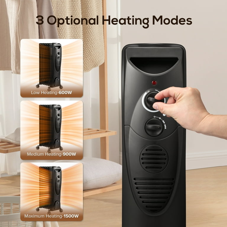 KISSAIR Electric Oil Filled Radiator Space Heater, Thermostat Room Radiant and Room Heater KISSAIR Electric Oil Filled Radiator Space Heater, Thermostat Room Radiant and Room Heater