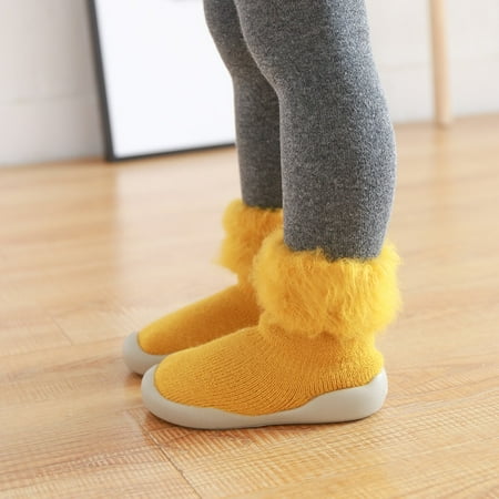 

New Autumn and winter plus velvet thickening baby floor socks non-slip baby toddler shoes rubber bottom baby floor shoes