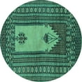 thumbnail image 1 of Ahgly Company Indoor Round Abstract Turquoise Blue Modern Area Rugs, 3' Round, 1 of 4