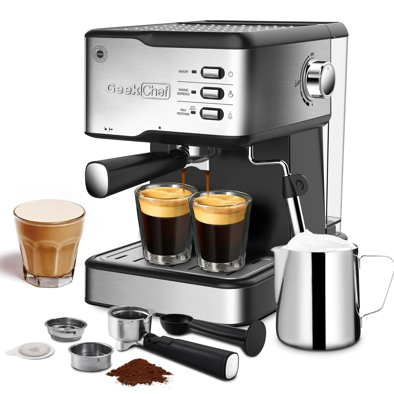 Espresso Machine; Espresso and Cappuccino latte Maker 20 Bar Pump Coffee Machine Compatible with ESE POD capsules filter; 950W; 1.5L Water Tank(Banned selling Amazon)