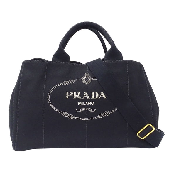 Pre-Owned Prada Women's Canapa Large Tote/Shoulder Bag in Black, Perfect for Travel (Good)