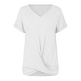 thumbnail image 6 of Womens Casual Short Sleeve Top Slim Fit V Neck Knot Front T Shirt Fashion Tee, 6 of 6