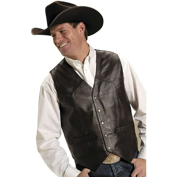 Roper Western Vest Mens Leather Snap XLT Brown 02-075-0520-0801 BR