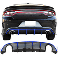 thumbnail image 2 of Ikon Motorsports Compatible with 15-23 Dodge Charger SRT V3 Style Rear Diffuser with Blue Reflective Tape, 2 of 8