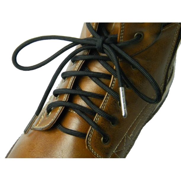 40 Inch 102 cm, Black, 550 Paracord with Silver Steel Tips; Strongest