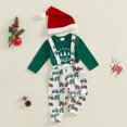 thumbnail image 2 of My First Christmas Baby Boy Outfits Long Sleeve Romper +Suspender Pants Overalls +Hats Set Newborn Fall Winter Holiday Clothes, 2 of 8