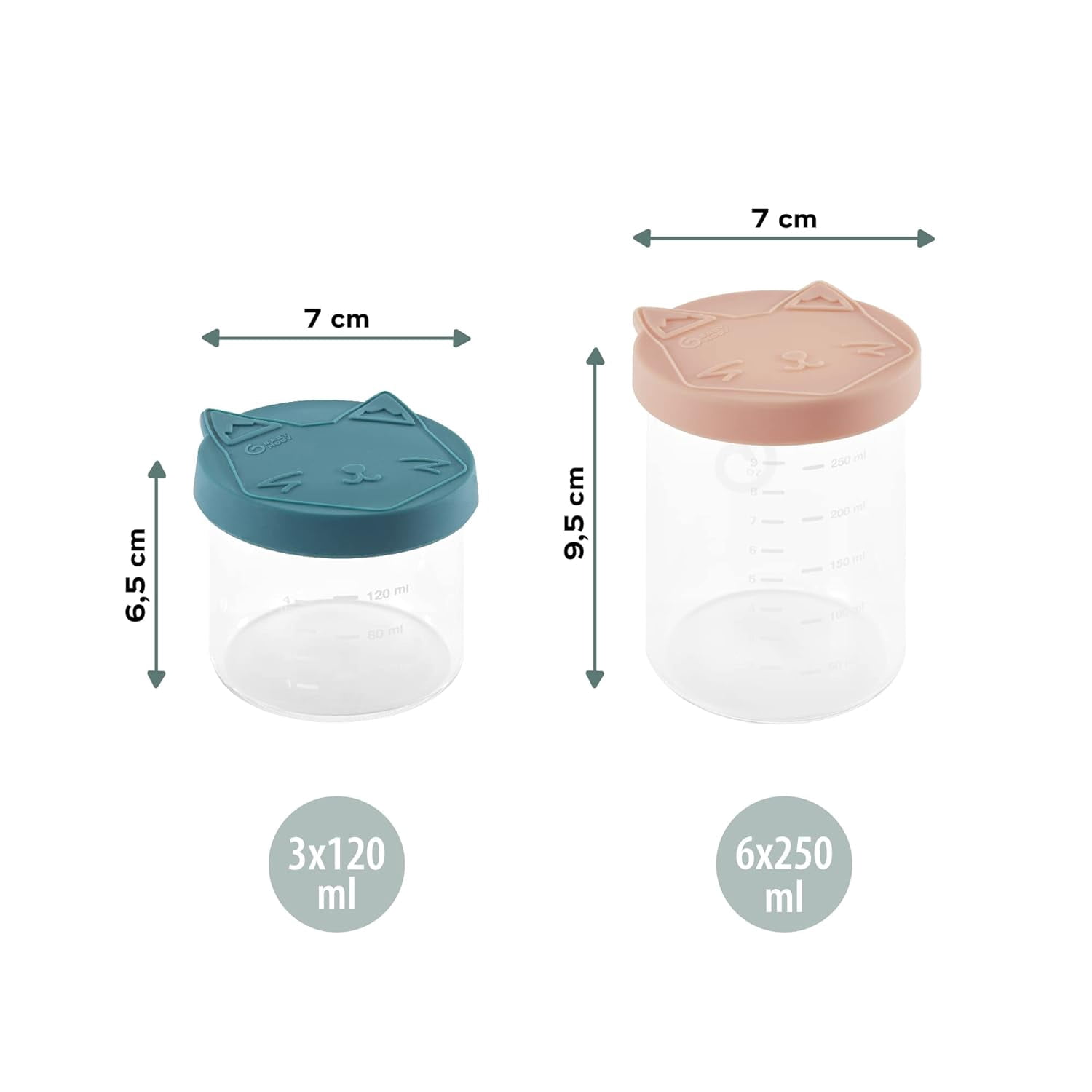 Babymoov BPA-Free Borosilicate Glass Storage Containers, 9 Count (6 x 8.5oz + 3 x 4oz)