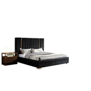 Black Velvet & Brass Queen Bed VIG Modrest Evonda Modern Contemporary