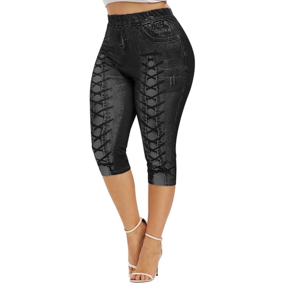 No Boundaries Leggings Print High Waist Capris Cropped Slim-Leg Leggings