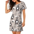 thumbnail image 2 of Kdxio Cartoon Bear Brown Pattern Womens Short Sleeve Sleepshirt Scoopneck Cute Nightdress Ruffle Comfy Nightgown, 2 of 6