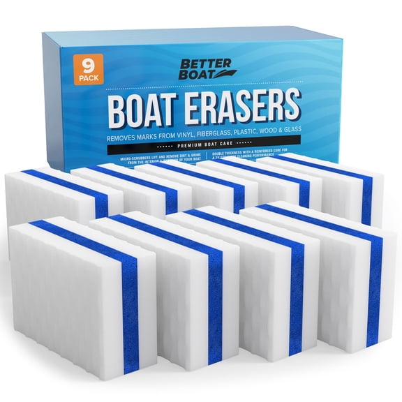 Better Boat Premium Boat Scuff Erasers | Magic Eraser Boating Accessories for Cleaning Black Streak Deck Marks and More 9 Pack