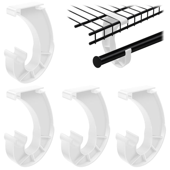 FKSZLL 4Pcs Hanging Closet Rod Support Plastic White J Shape Closet Shelf Rod Holder 3/4 Wardrobe Bracket for Hanging Clothes