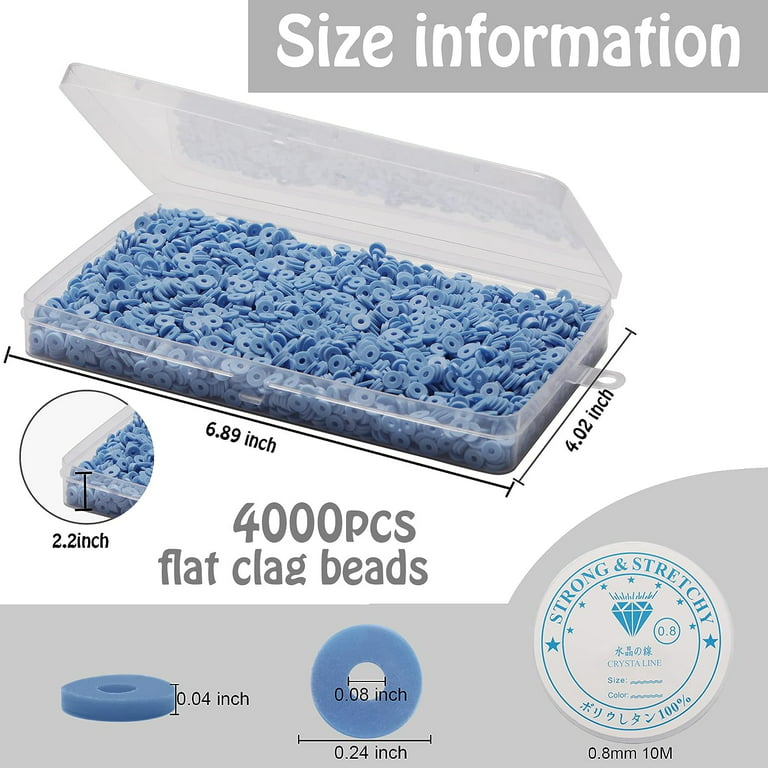 4000 Pcs Light Blue Clay Beads for Bracelets Making, Polymer
