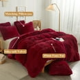 thumbnail image 2 of XeGe 3 Pieces Plush Faux Fur Duvet Cover Set, Luxury Soft Fluffy Furry Comforter Cover Set, Shaggy Bedding Sets(1 Fuzzy Duvet Cover+ 2 Faux Fur Throw Pillow Covers), Zipper Closure (King, Red), 2 of 7
