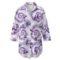 thumbnail image 4 of Xoenoiee Purple Butterfly Tie Dye Print Swimsuit Coverup for Women V Neck Bathing Suit Cover Up Long Sleeve Causal Bikini Button Down Shirt Resort Wear, S, 4 of 7