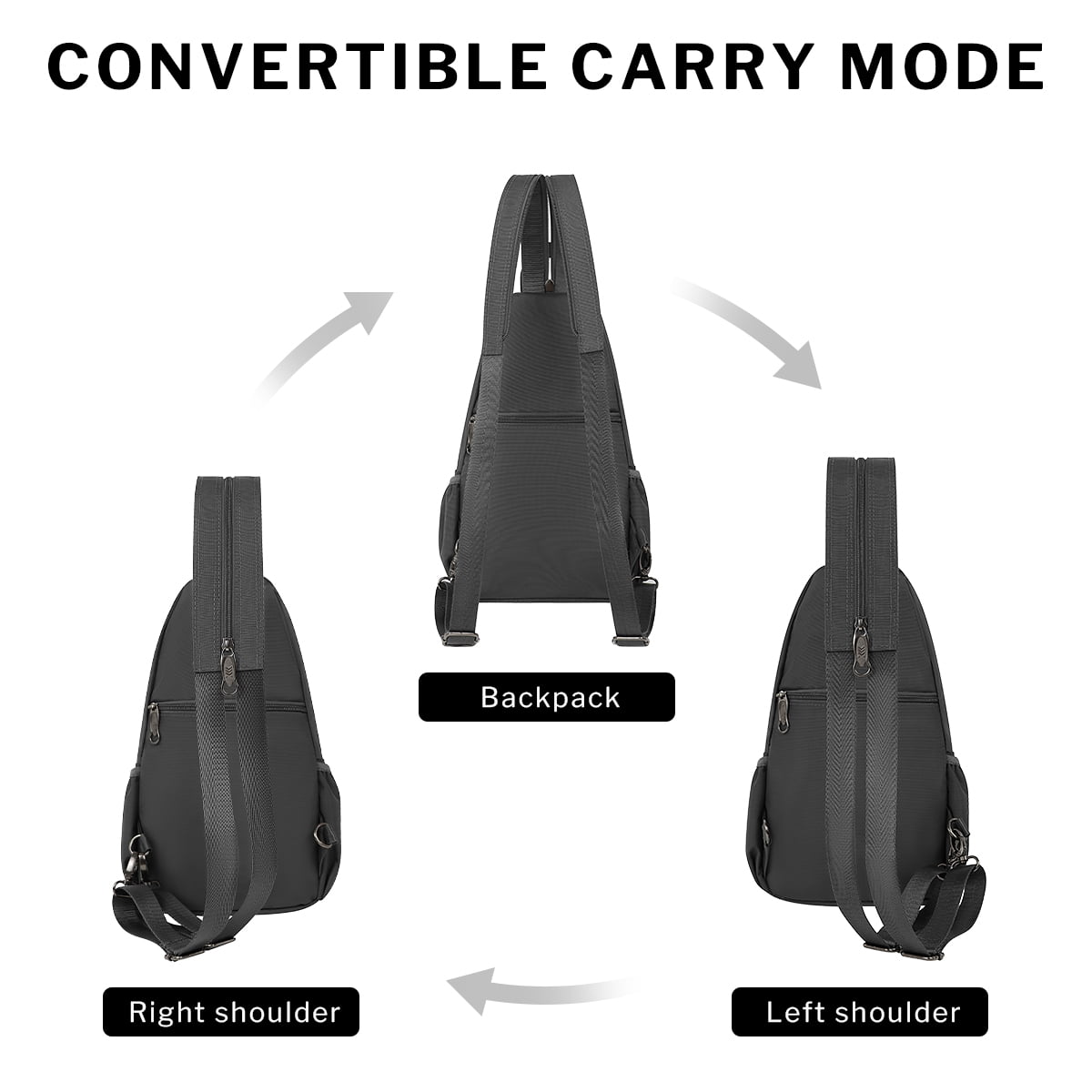 Sling Bags for Men Women Crossbody Small Sling Backpack with Single Double Shoulder Lightweight Over Shoulder Bag for Daily Travel Use,8610-Grey